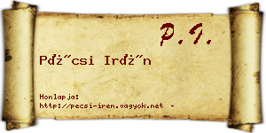 Pécsi Irén névjegykártya